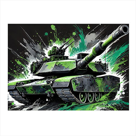 Kamuflajlı Tank Hareket Halinde Art Mdf Tablo 25cmX 35cm