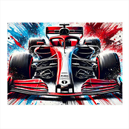 Beyaz Formula 1 Aracı Modern Mdf Tablo 35cm X50cm