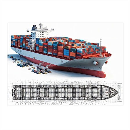 Konteyner Gemisi Planı Model Mdf tablo 35cm X50cm