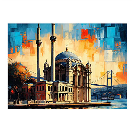 İstanbul Ortaköy Camii Modern Ahşap Tablo 25cmX 35cm