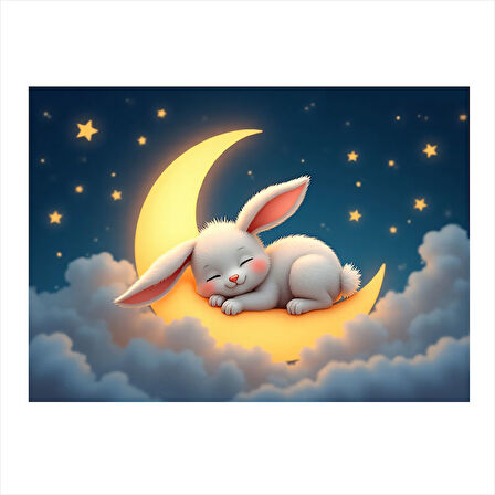 Uyuyan Tavşan Çizimi Mdf Tablo 35cm X50cm