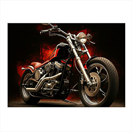 Siyah Klasik Motosiklet Art Mdf Poster 25cmX 35cm