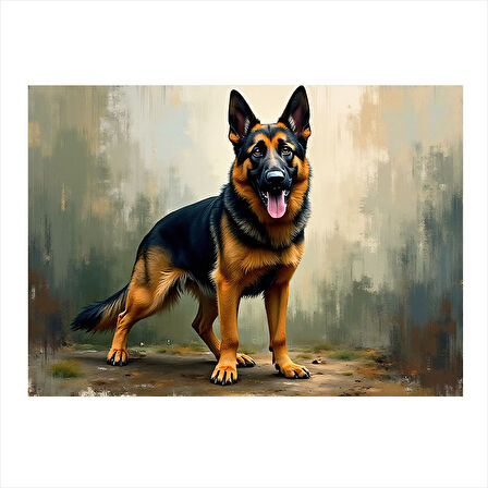 Alman Çoban Köpeği Portresi Tasarım Mdf Tablo 50cmX 70cm