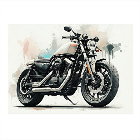 Siyah Motosiklet Profili Modern Mdf Tablo 35cm X50cm