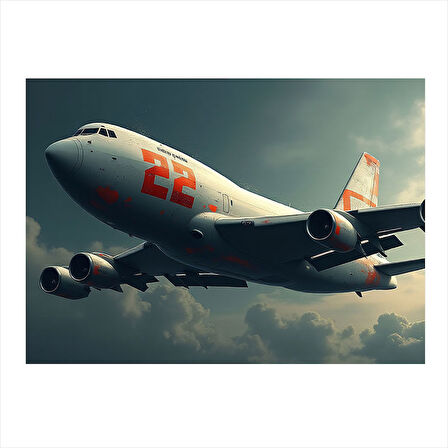 Yolcu Uçağı Kalkışı Model Ahşap Tablo 25cmX 35cm