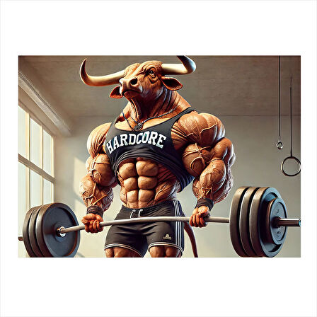 Halter Kaldıran Boğa Art Mdf Poster 35cm X50cm