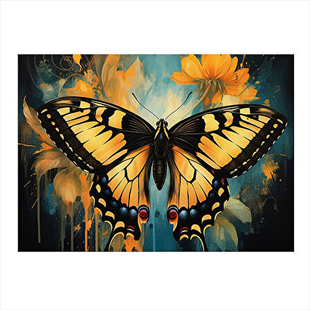 Kelebek Kanat Tasarımı Desenli Ahşap Tablo 35cm X50cm
