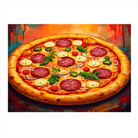 Büyük Boy Pizza Görseli Modern Mdf Tablo 50cmX 70cm