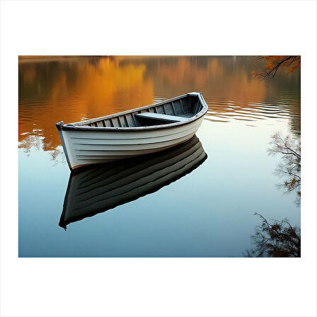 Sessiz Göl Ve Kayık Model Mdf tablo 50cmX 70cm