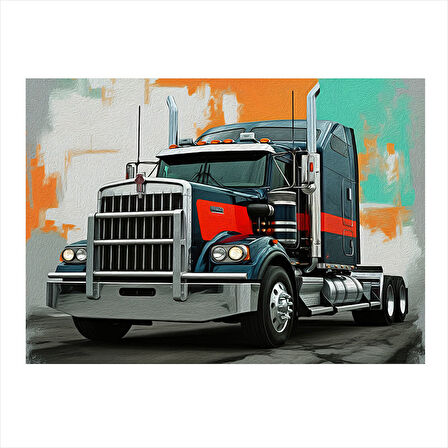 Siyah Uzun Yol Tırı Modern Ahşap Tablo 25cmX 35cm