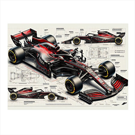 Yarış Arabası Teknik Çizim Hediyelik Mdf Tablo 35cm X50cm