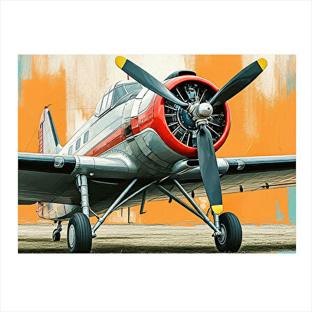 Klasik Pervaneli Uçak Hediyelik Mdf Tablo 25cmX 35cm