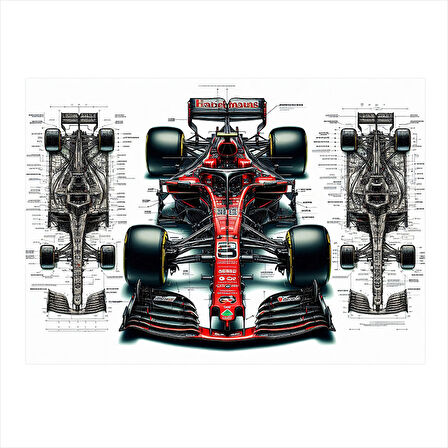 Yarış Arabası Teknik Detay Art Mdf Poster 35cm X50cm