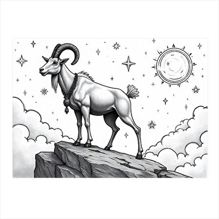 Dağ Keçisi Tasarımı Desenli Mdf Tablo 35cm X50cm