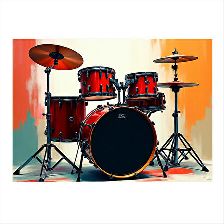 Renkli Bateri  Seti Tasarım Mdf Tablo 25cmX 35cm