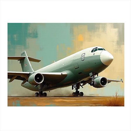 Havaalanında Uçak Kalkışı Dekoratif ahşap Tablo 25cmX 35cm