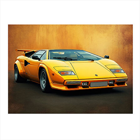 Sarı Lamborghini Tasarımı Dekoratif ahşap Tablo 25cmX 35cm