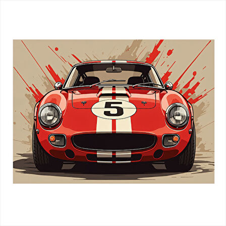 Kırmızı Spor Araba Ön Tasarımı Hediyelik Ahşap Tablo 25cmX 35cm