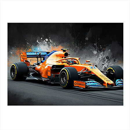 Turuncu Formula 1 Aracı Dekoratif Mdf Tablo 35cm X50cm