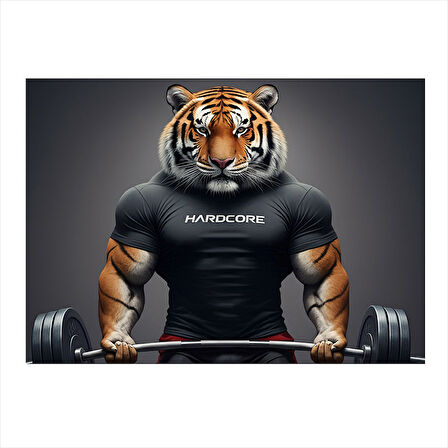 Halter Kaldıran Kaplan Hediyelik Ahşap Tablo 35cm X50cm