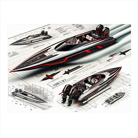 Sürat Tekneleri Tasarımı Hediyelik Mdf Tablo 25cmX 35cm