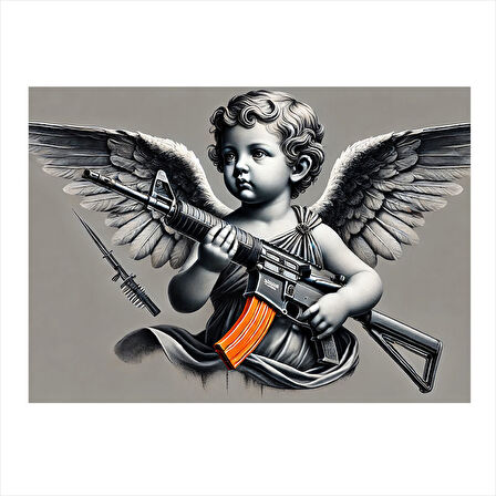 Silahlı Melek Figürü Mdf poster 25cmX 35cm