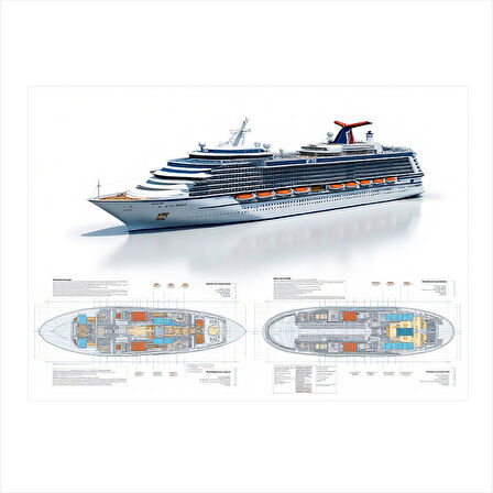 Lüks Yolcu Gemisi Planı Art Mdf Poster 25cmX 35cm
