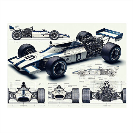 Teknik Yarış Arabası Çizimi Model Mdf tablo 25cmX 35cm