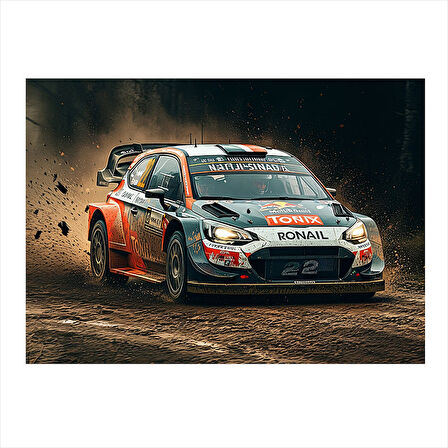 Ralli Yarış Arabası Dekoratif ahşap Tablo 35cm X50cm