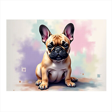 Fransız Buldog Köpek Portresi Art Mdf Poster 50cmX 70cm