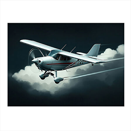 Pervaneli Beyaz Uçak Art Mdf Poster 35cm X50cm