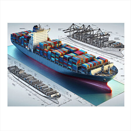 Konteyner Gemisi Çizimi Model Mdf tablo 25cmX 35cm
