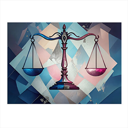 Renkli Terazi İllüstrasyonu Art Mdf Tablo 50cmX 70cm