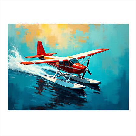Kırmızı Deniz Uçağı Mdf Tablo 35cm X50cm