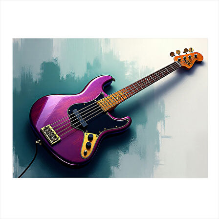 Mor Elektro Gitar Tasarımı Dekoratif Mdf Tablo 25cmX 35cm