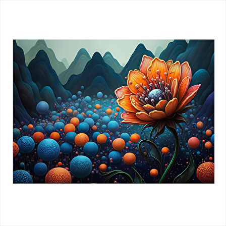 Kozmik Çiçek Tasarımı Modern Ahşap Tablo 25cmX 35cm