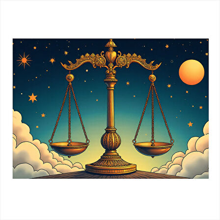 Terazi Burcu Ve Adalet Dekoratif Mdf Tablo 25cmX 35cm