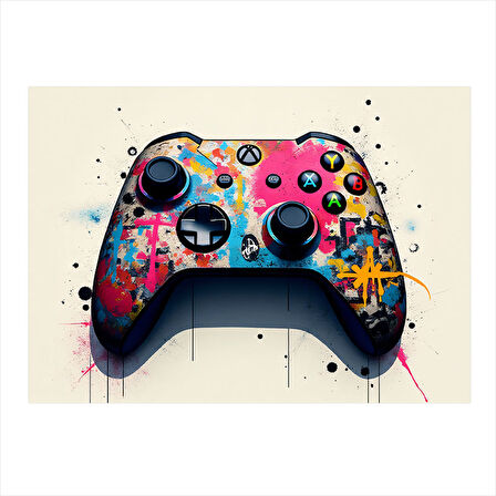 Neon Oyun Konsolu Kumandası Tasarım Ahşap Tablo 35cm X50cm