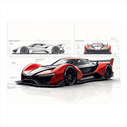 Teknik Spor Araba Çizimi Desenli Mdf Tablo 25cmX 35cm