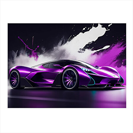 Mor Spor Araba Aksiyonu Modern Ahşap Tablo 25cmX 35cm