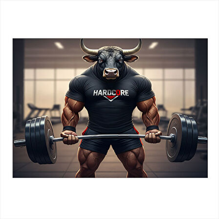 Halter Kaldıran Boğa Figürü Tasarım Mdf Tablo 35cm X50cm