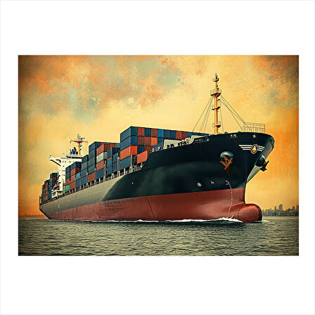 Yüzen Yük Gemisi Tasarım Ahşap Tablo 25cmX 35cm