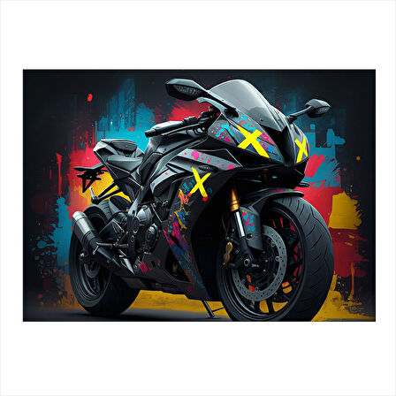 Neon Işıklı Motosiklet Dekoratif ahşap Tablo 25cmX 35cm