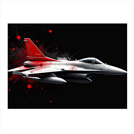 Kırmızı Jet Uçağı Aksiyonu Hediyelik Mdf Tablo 25cmX 35cm