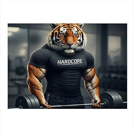 Halter Kaldıran Kaplan Figürü Dekoratif ahşap Tablo 25cmX 35cm