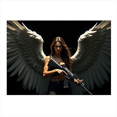 Kanatlı Kadın Savaşçı Figürü Art Mdf Poster 50cmX 70cm