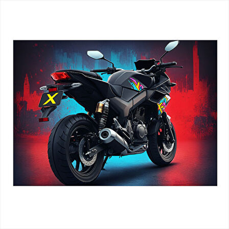 Gece Motosiklet Tasarımı Hediyelik Mdf Tablo 25cmX 35cm