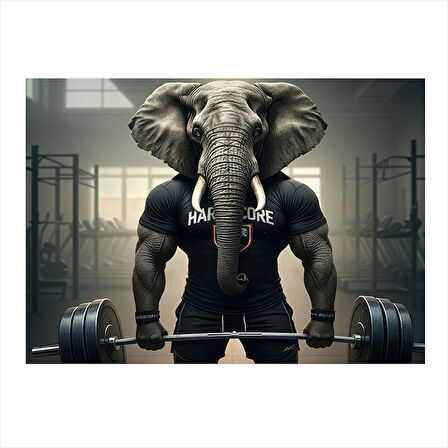 Halter Kaldıran Fil Figürü Mdf Tablo 25cmX 35cm