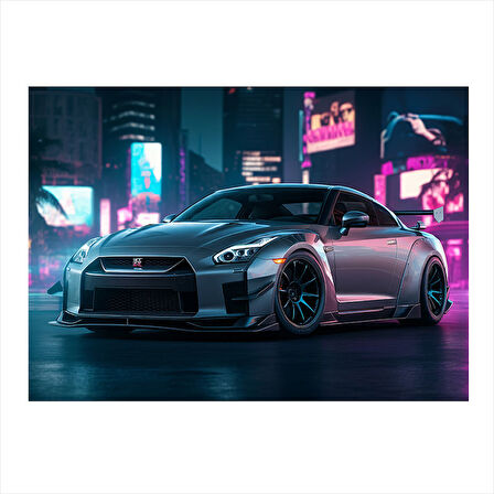 Neon Işıklı Spor Araba Dekoratif Mdf Tablo 50cmX 70cm