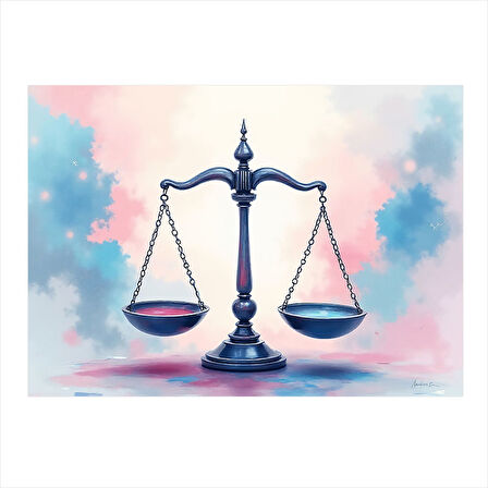 Terazi Temalı İllüstrasyon Art Mdf Tablo 35cm X50cm